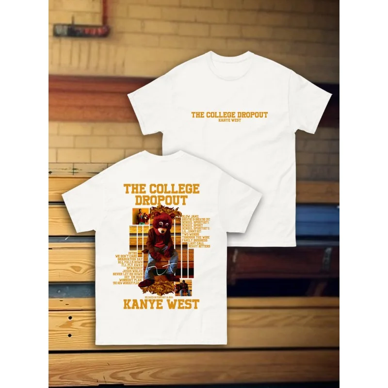 

T-shirt THE COLLEGE DROPOUT Singer Rap Album Series T-shirt Summer Round Neck Cotton Short Sleeve Men's and Women's Casual