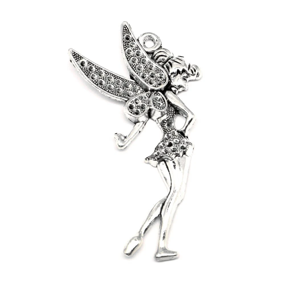 Dragonfly Angel Pendants Pendants For Earrings Findings For Diy Jewelri For Woman 40x77mm 1pcs Antique Silver Color