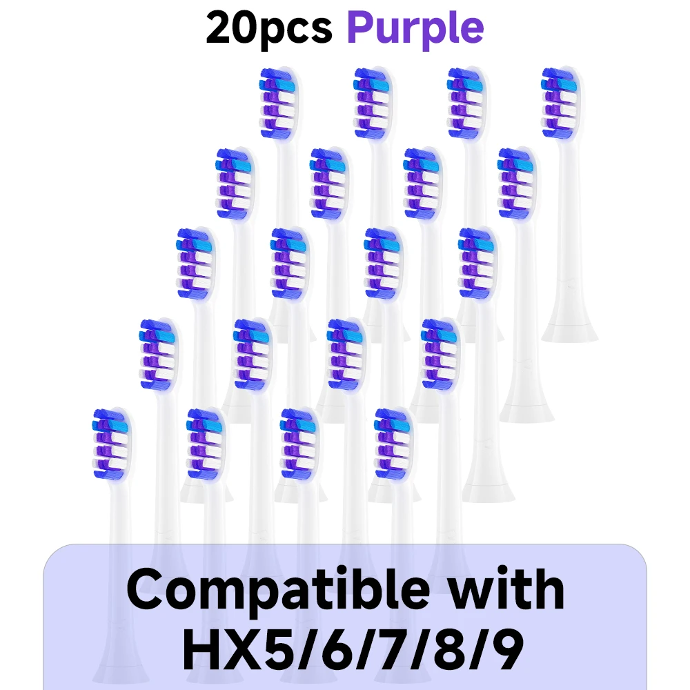 

20pcs Replacement Toothbrush Heads Compatible with Philips Replacement Electric Brush Head HX6/HX7/HX8/HX9 6500 6100 7500 5300