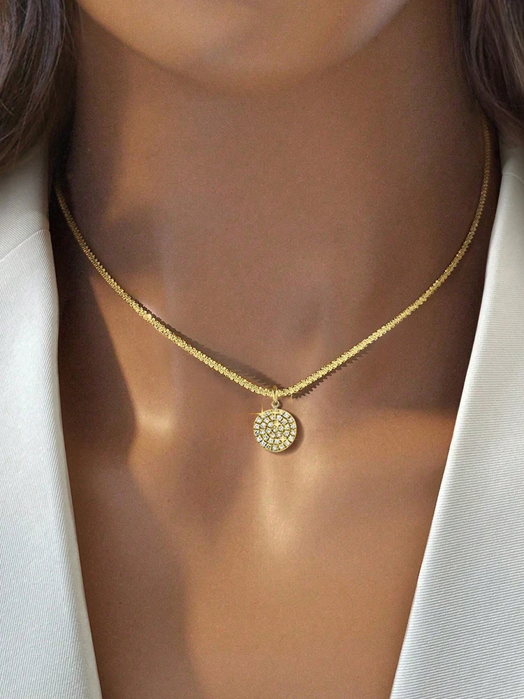 925 Sterling Silver Simplicity Classic Gorgeous Zircon Round Necklace For Women Anniversary Party High Quality Fine Jewelry