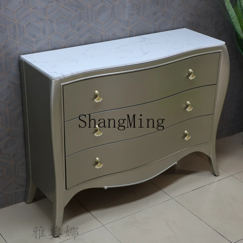 FG entrance hall three buckets simple champagne side cabinetlight luxury door cabinet, living room decoration partition,