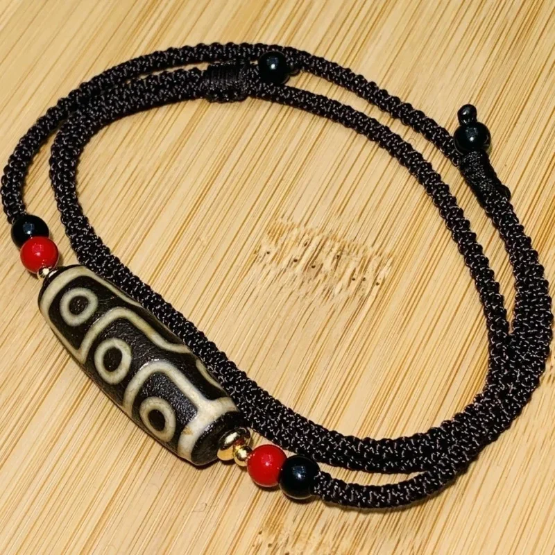 Tibetan Style Nine-Eye Sky Bead Men's Trendy Short Clavicle Chain All-Match Necklace Pendant