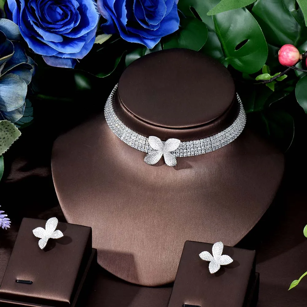

Premium Glamour Set Decoration Inlaid Luminescent Pendant Necklace Earrings Wedding Party Cocktail Event Accessories M-114