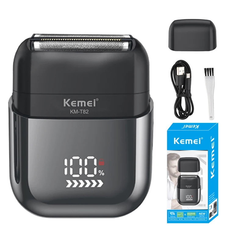 

Kemei T82 профессиональная водостойкая электробритва перезаряжаемый станок для бритья для мужчин цифровой дисплей триммер для бороды мини-бритва
