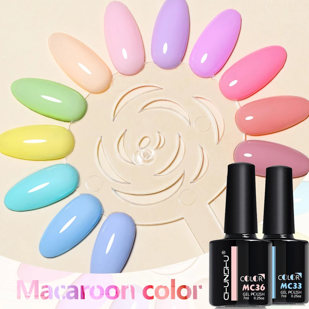 CHUNSHU Makronen-Gel-Nagellack-Set, 6-teiliges Nagellack-Set, Soak Off UV für französische Maniküre, Salon, DIY, beliebte Farben, Zuckerwatte