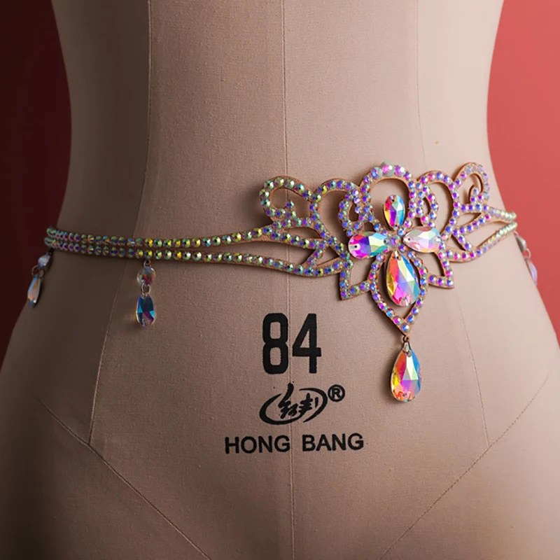 

Women Female Shine Waist Chain Rhinestone Belly Chains Belt Bellydance Costume Accessory Crystal Body Jewelry Colorful Hair Band