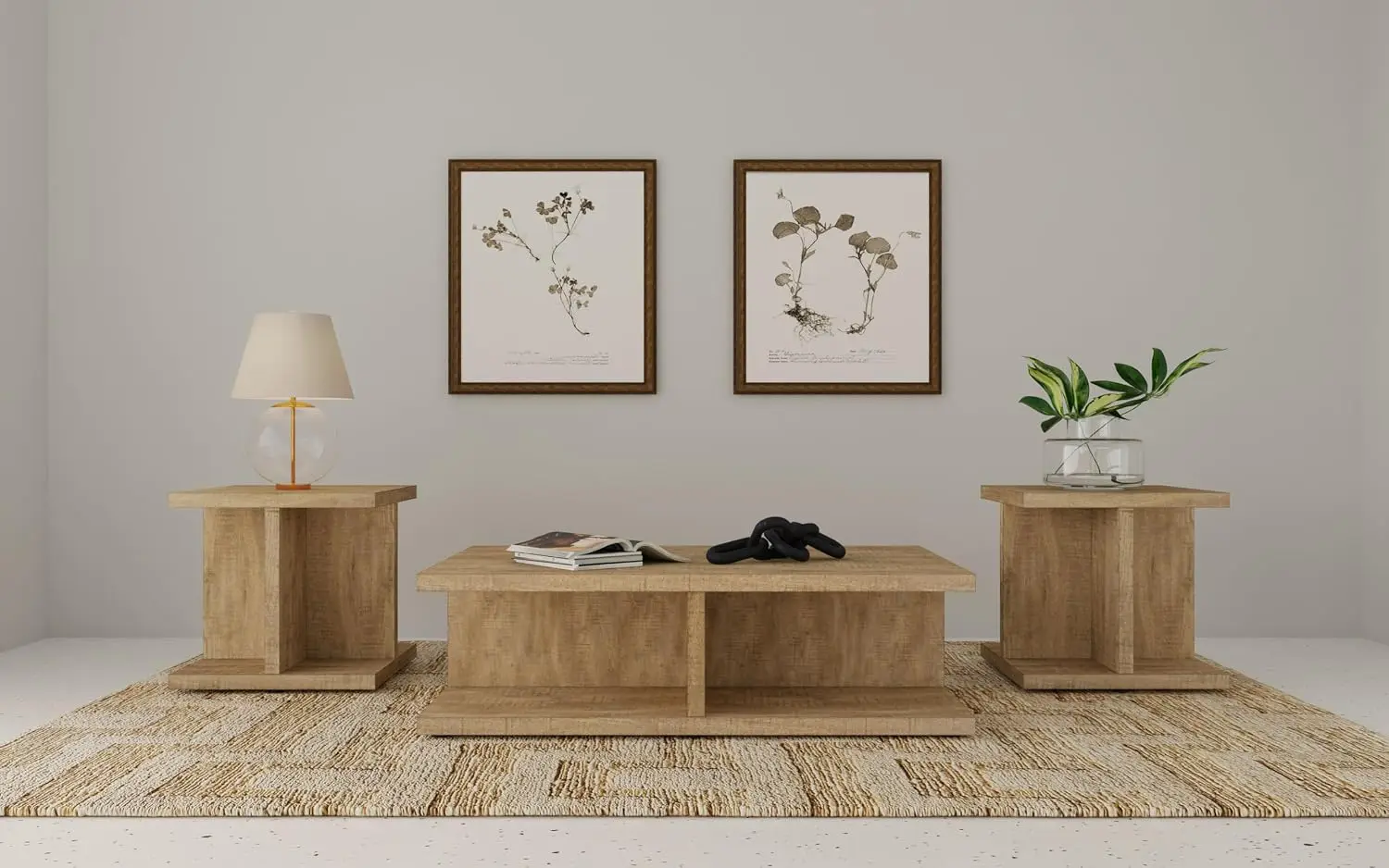 Mango Wood 3-Piece Coffee & End Table Set Living Room Furniture, Customized