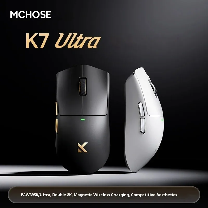 New MCHOSE K7 Ultra Wireless Mouse Tri-Mode 2.4G Dual-8K PAW3950 42000DPI 750IPS 59g Lightweight Gaming Laptop Accessories