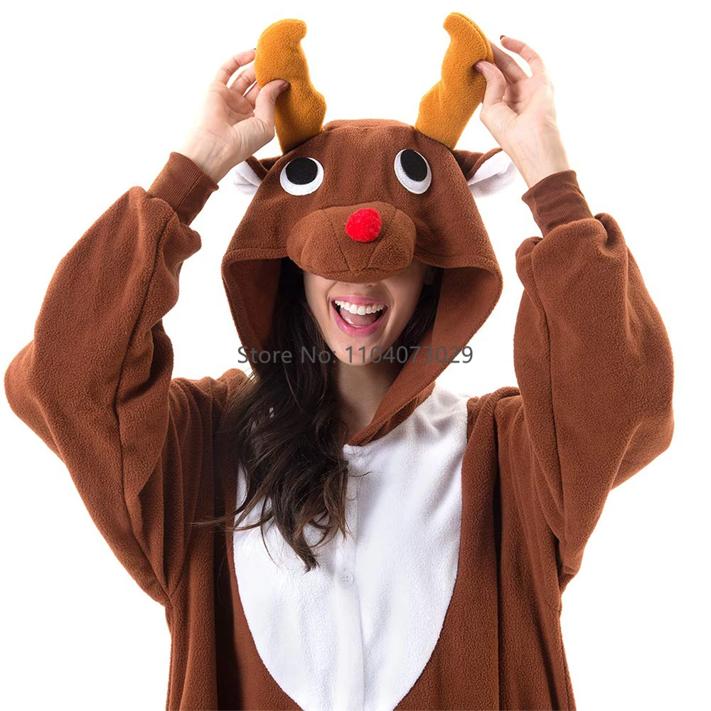 Onesieshow Christmas Elf Kigurumi Pyjamas Halloween Onesie Adult Cartoon Deer Pajama Cosplay Party Women Men Homewear