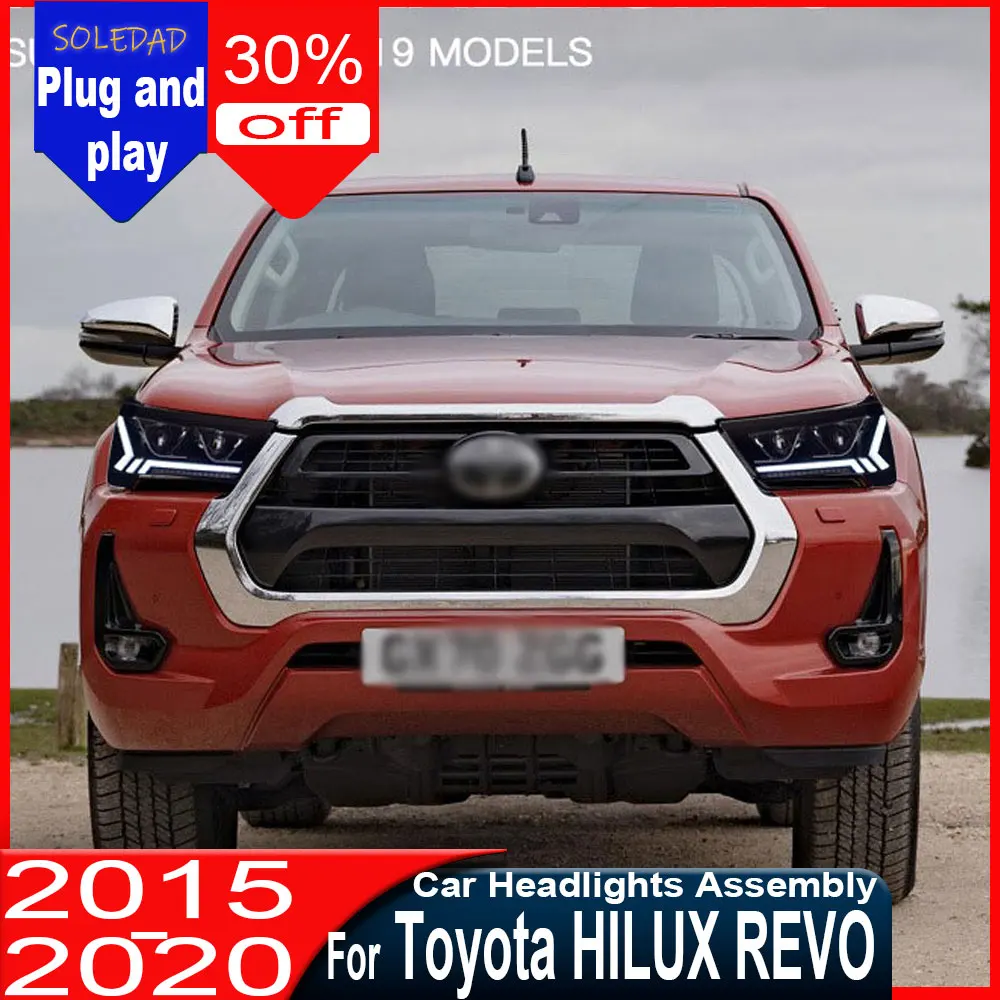 Car LED Headlights For Toyota HILUX REVO 2015-2020 Lexus style Head Lamp Upgrade DRL Dynamic Signal Lamp Front light Assembly