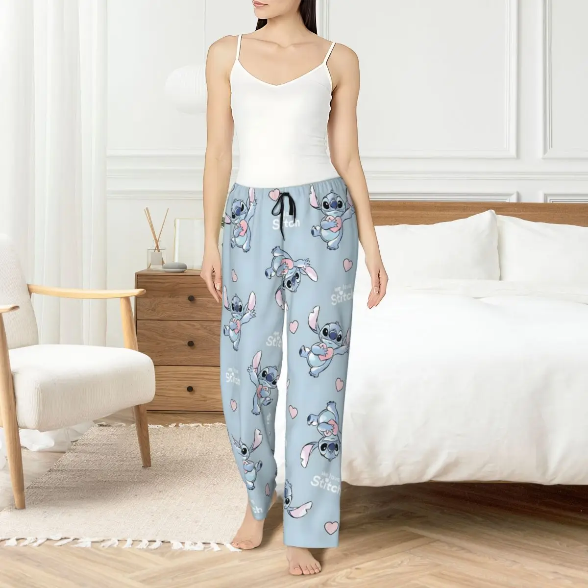 

Custom Print Women Stitch Pajama Pants Science Fiction Sleepwear Sleep Lounge Bottoms with Pockets