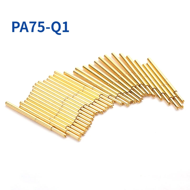 100PCS / Pack PA75-Q1 Small Round Head Gold-plated Spring Test Pin Needle Tube 1.02MM Length 16.5mm PCB Pogo Pin