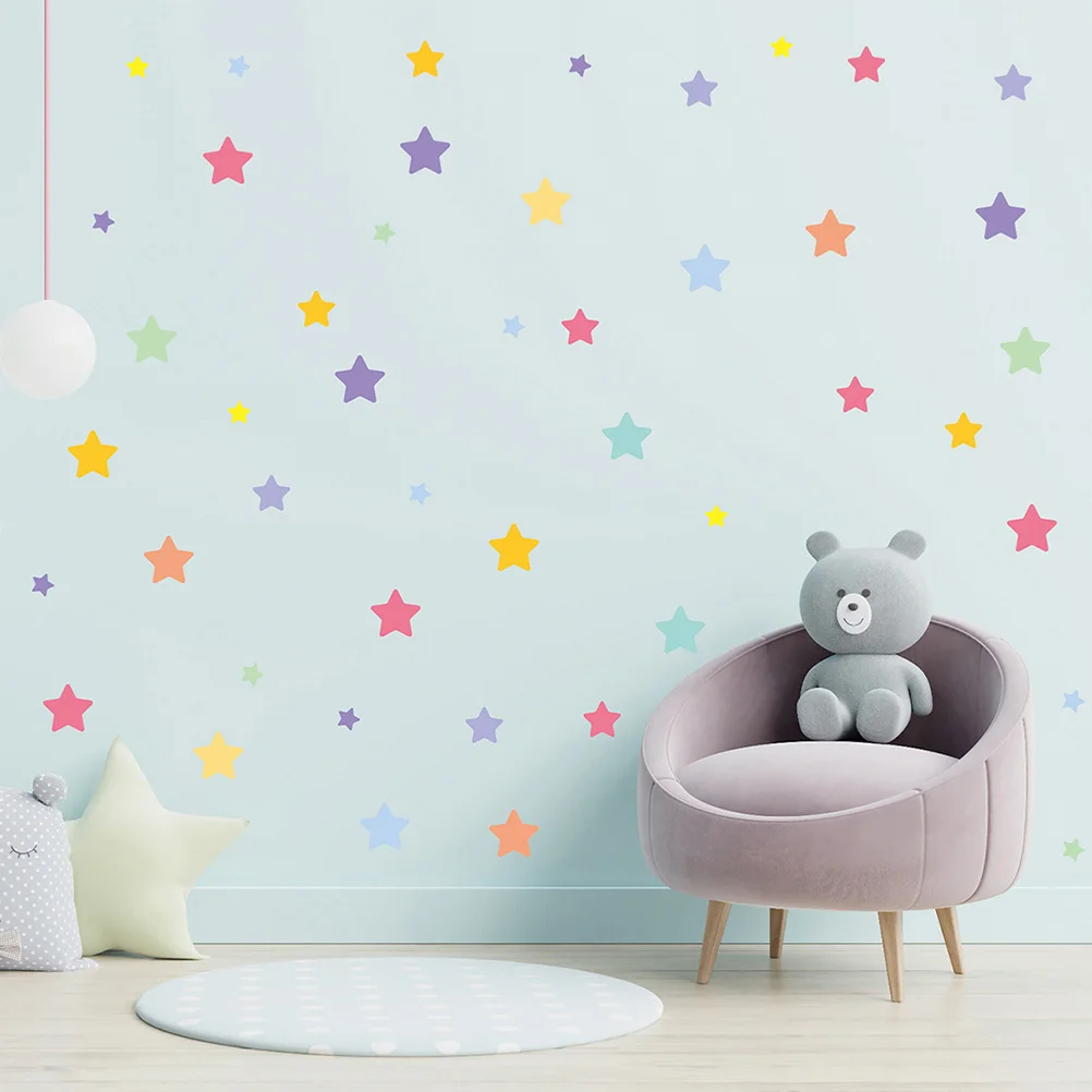 

Five-pointed Star Decal 5 Sheets Colorful Stars Stickers Kids Bedroom Wall Decor DIY Sticker Cartoon Background Ornament