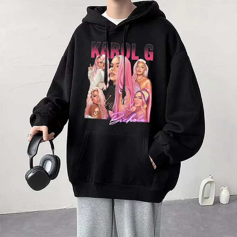 

2024 Hot Singer Karol G Bichota Hoodie Men Women Oversized Aesthetic Pullovers Hip Hop Ieisure Fleece Warm Sweatshirt Streetwear