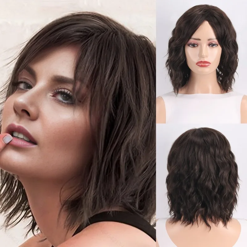 女性ハイライトグラデーションカラーショートヘアパーティーヘッドウェアファッション化学繊維ウィッグ女性デイリーマッチふわふわショートカーリーヘア