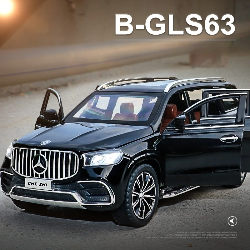 1:24 GLS63 AMG SUV 합금 다이캐스트 메탈 모델 사운드 라이트 풀백 장난감 홈 장식 어린이 선물