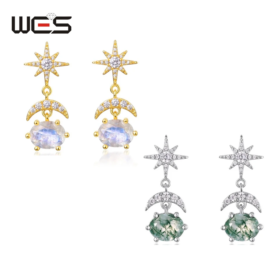 

Женские серьги из серебра с Луной и луной, 7 Х9 мм