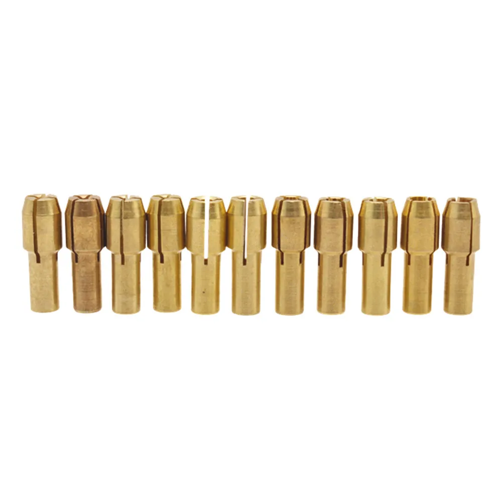 

11Pcs Electric Grinder Collet Set Brass Rotary Tool Chuck Full Copper Material 0.5-3.2mm 11 Sizes for Pin Vise