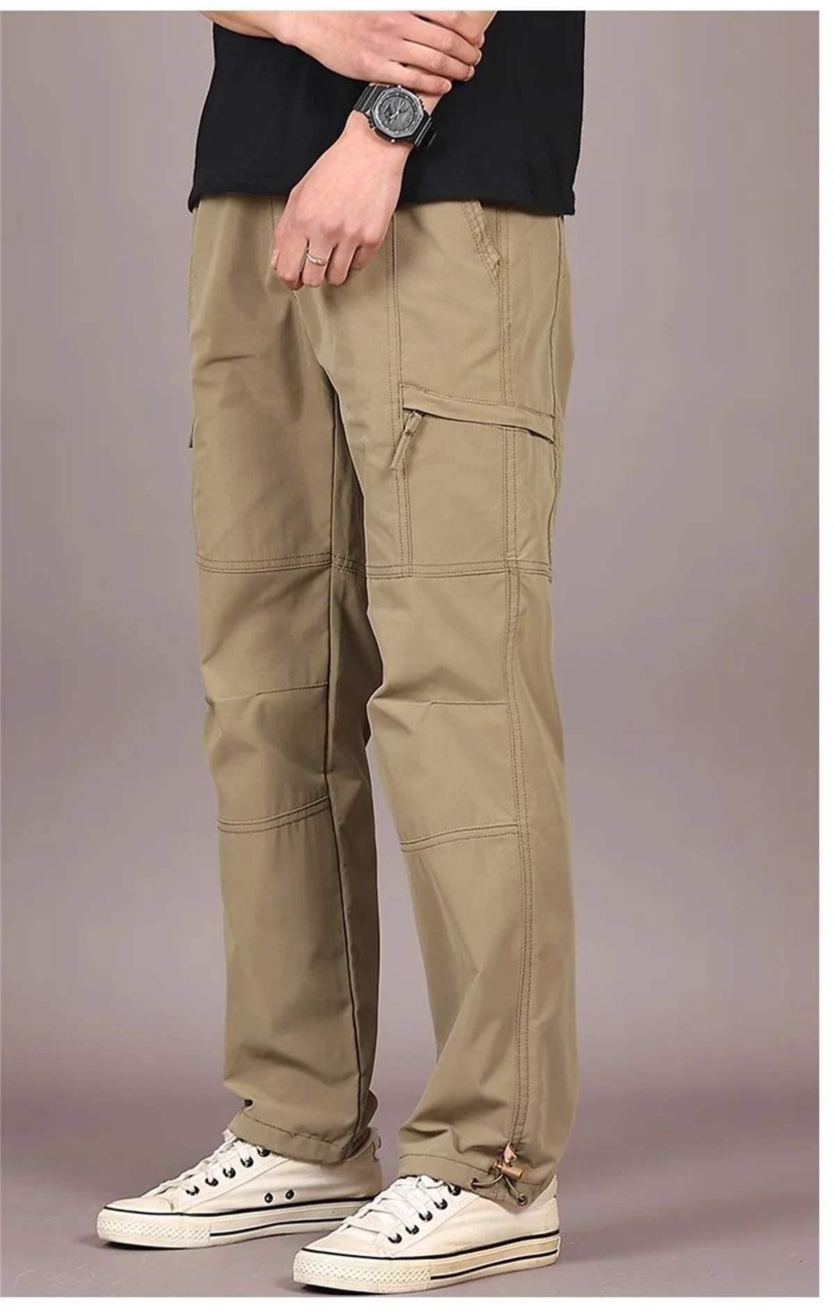 

2025 New Plus Size Spring And Summer Men's Thin Retro Solid Color Work Pants Fashion Loose And Versatile Straight Casual Pants