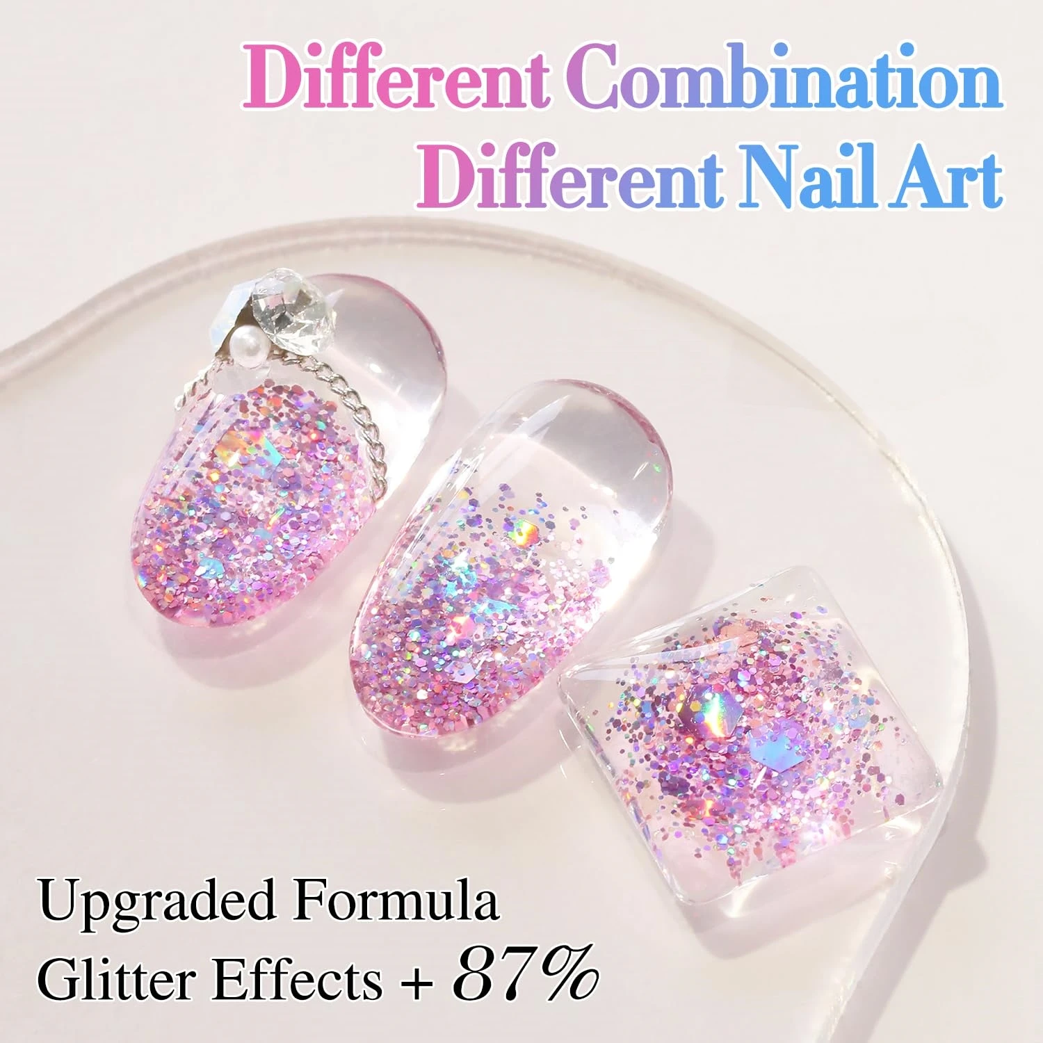 15ml Holographic Purple Glitter Nail Gel Polish, Sparkle Chunky Sequins UV LED Soak Off Gel for Halloween Christmas Nail Art