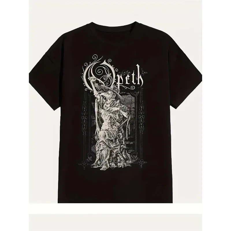 Men's Opeth Band Pattern T-shirt Black T-shirt, Suitable for Both Men and Women in All Seasons