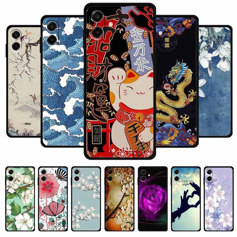 3D Emboss Cases For Samsung Galaxy A08 A07 4G A06 4G 5G Phone Case Flowers Silicone Soft Shock Proof Coque Funda Back Cover Bag.