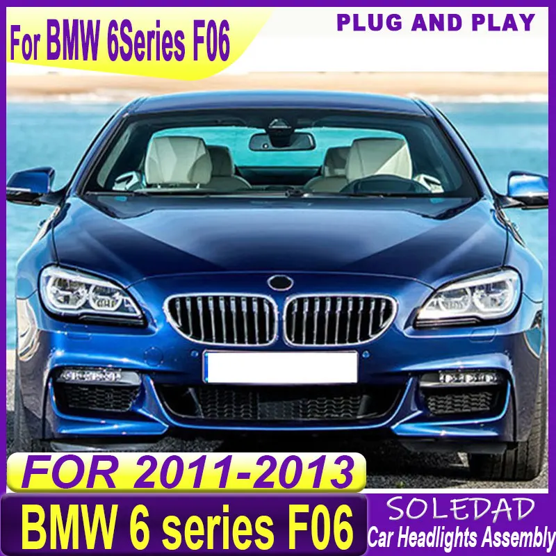 A pair Car headlights for BMW F06 F12 F13 G32 LED 2011-2013 Headlights 6 Series DRL Turn Signal High Beam Angel Eye Projector