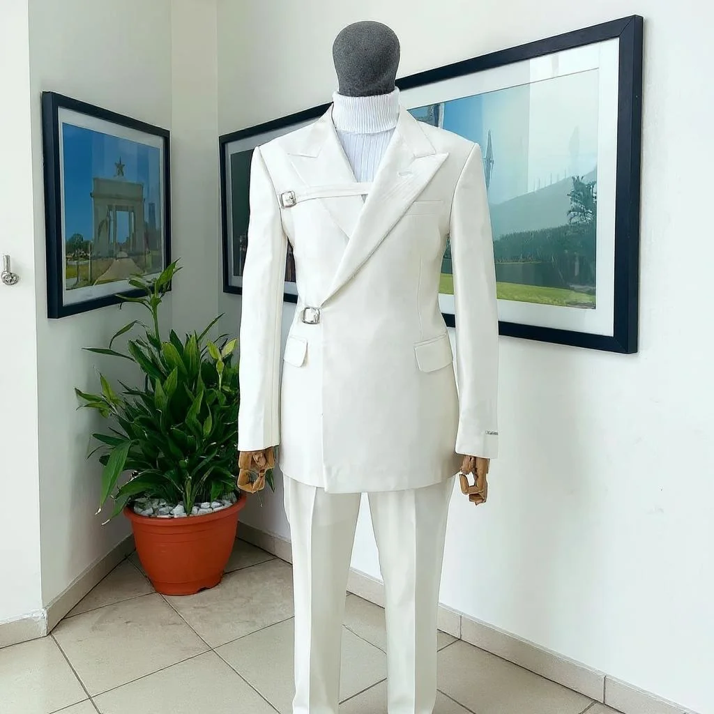 Slim Fit Formal Men Suits 2 Pieces Formal Set Jacket with Pants Unique Design Bridegroom Wedding Tuxedo for Party Occasions view 4