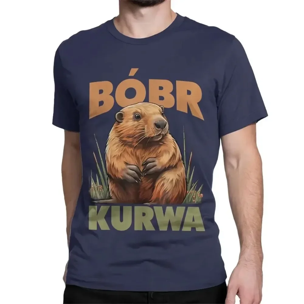 2024 New Men Women\'s Bobr Kurwa T-Shirts Bober Beaver Pure Cotton Clothes Leisure Short-sleeve O-Neck Tees Printed Tee Tops