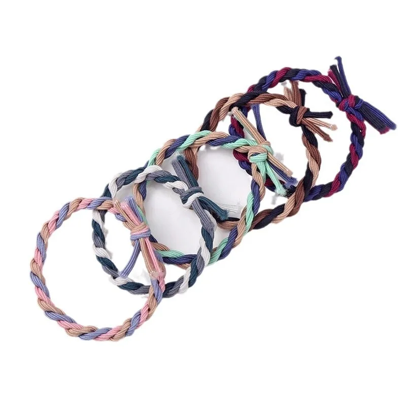 

Thickened hand-woven Head Rope Knotted Hair Rope For Women color-blocking Twisted Ponytail Hair Loop High Elastic Hair Rope