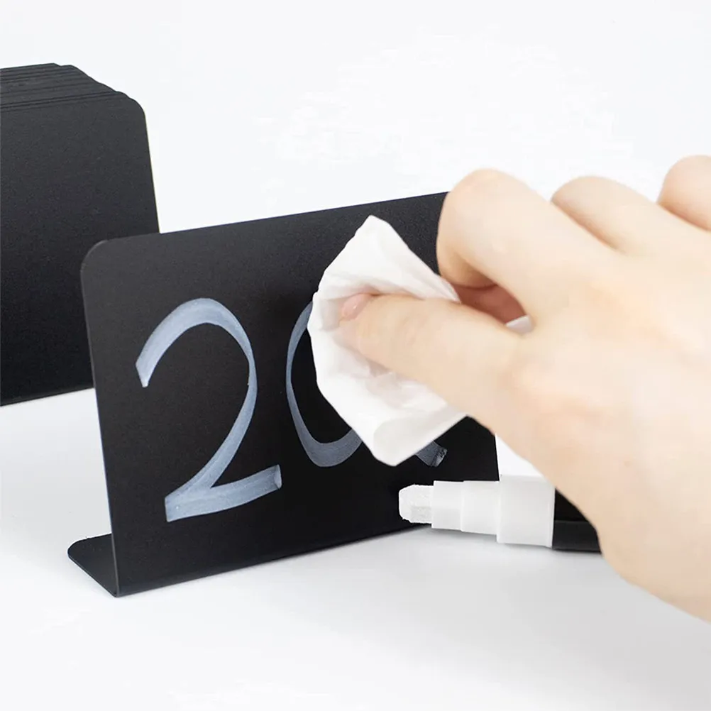 1Set Mini Chalkboard Signs L-Shaped Standing Erasable Message Board for Table Numbers Wedding Name Tags Kitchen Price Labels
