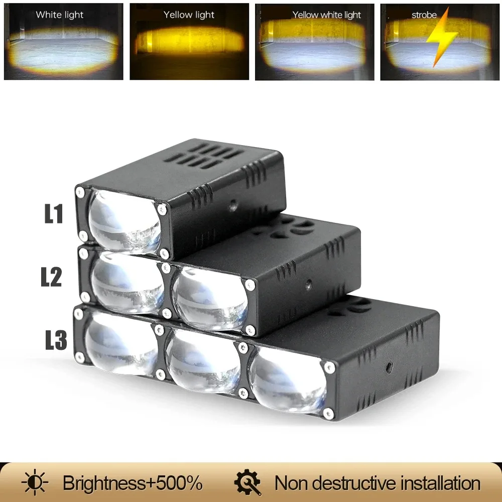 

2PC Car Grile LED Light With RGB Demon Eyes Car Front Headlight 3000K/6000K Motorcycle ATV UTV Projector Lens Car Fog Offroad