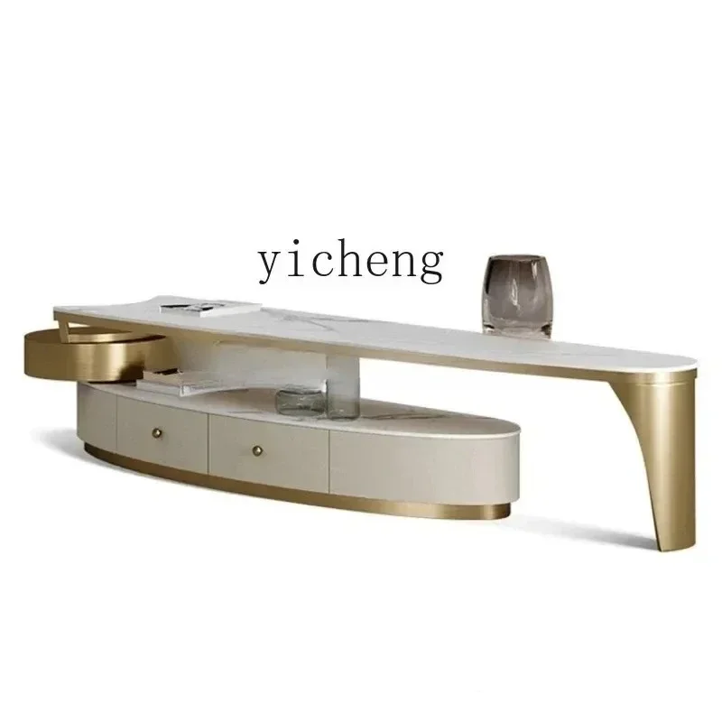 GZ-1    Coffee Table Combination Floor Cabinet With Drawers Rock Slab Telescopic TV Cabinet