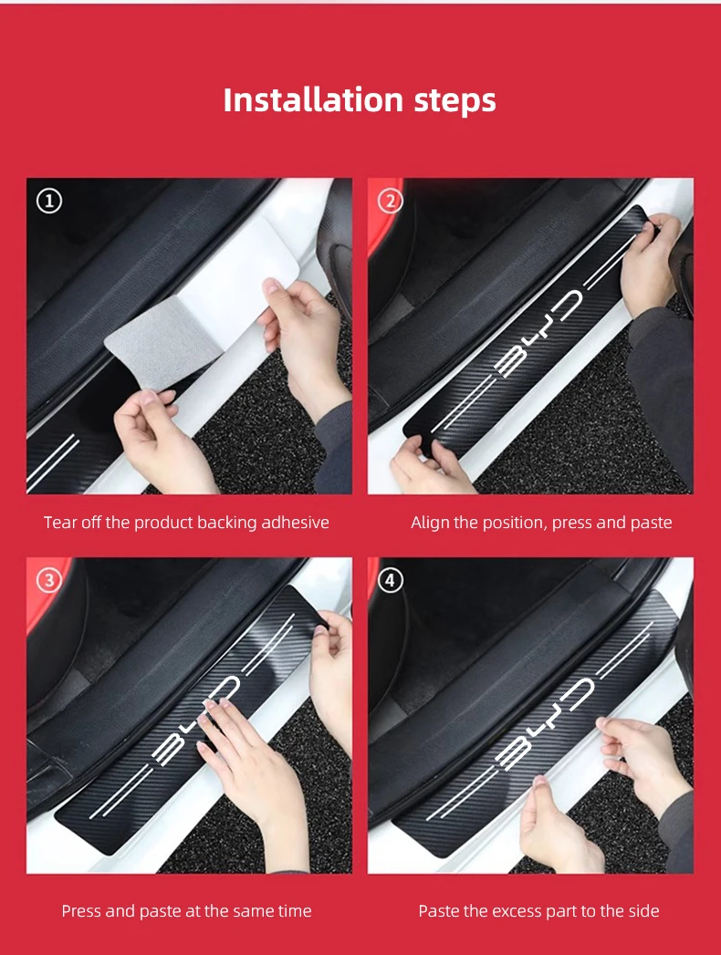 4 Stück Auto-Türschweller-Anti-Kratz-Aufkleber Dekorative Streifen für BYD Atto SEAL Sealion 7 Seal U E5 Yuan Han Tang Song Qin Dolphin – Detail 8