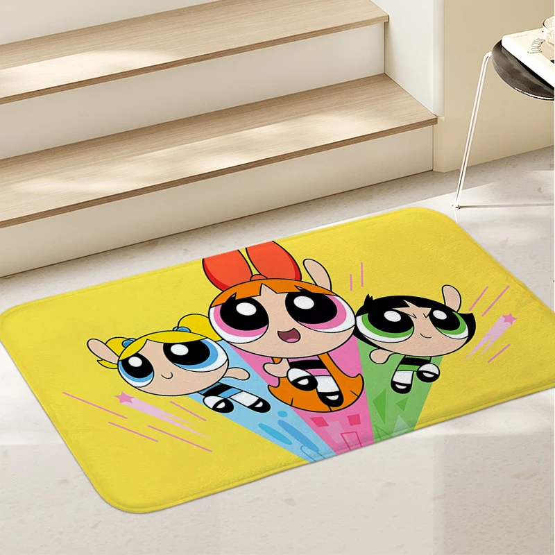 Bath Mat The P-Powerpuffs Girls Living Room Rugs Cartoon Carpet for Bedroom Funny Doormat Entrance Door Modern Home Decoration