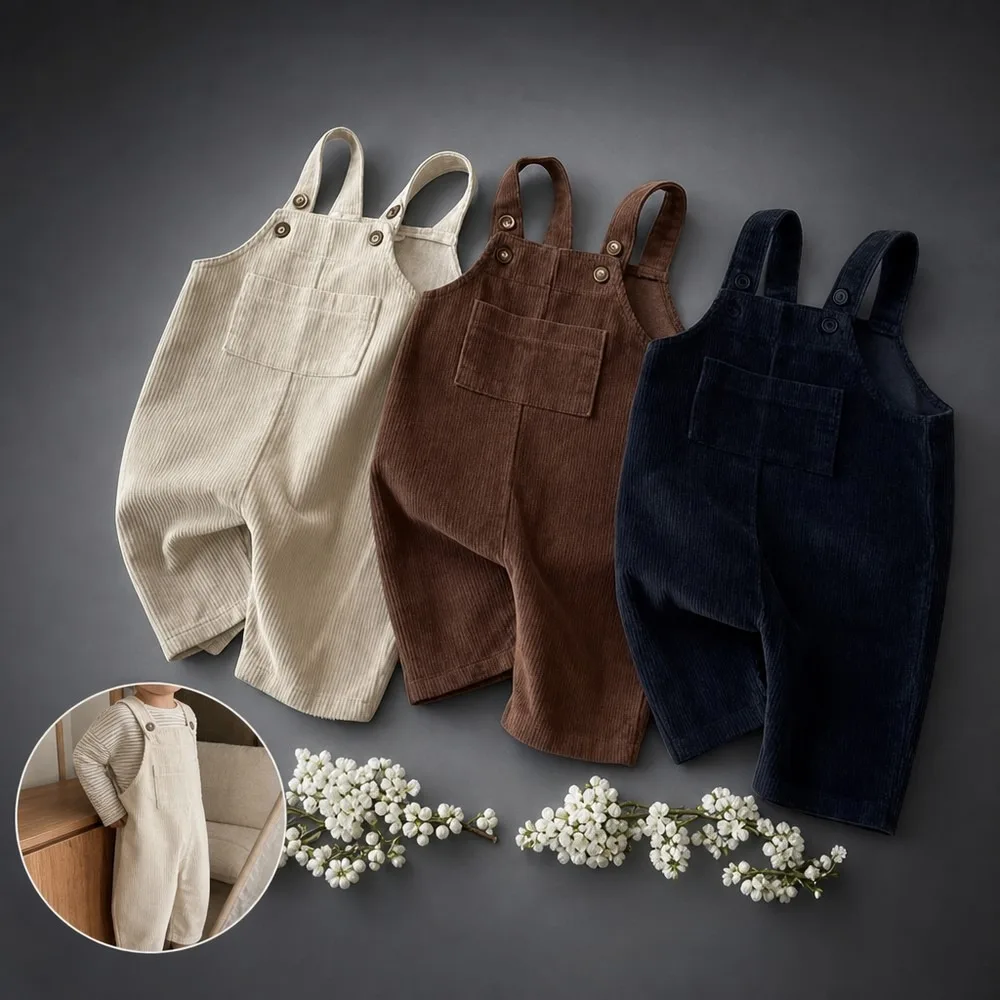 Newborn Baby Boy Corduroy Jumpsuit Autumn Winter Long Sleeve Romper Baby Girl Overalls Casual Bib Pants Soft Warm Kids