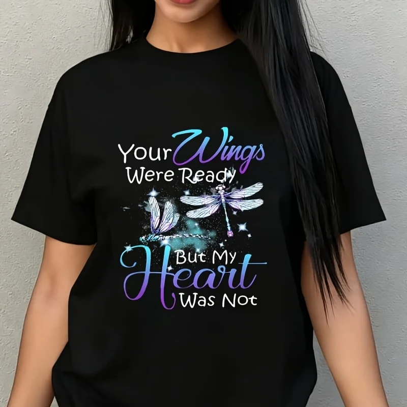Dragonfly Your Wings Were Ready but My Heart Was Not Women's Plus Size T-Shirt 100% Cotton 220g
