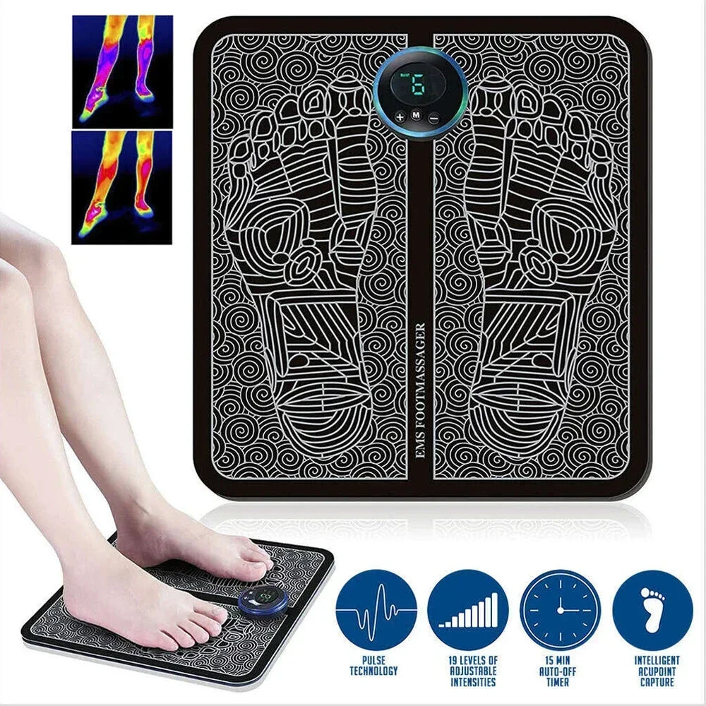 

EMS Foot Massager Mat for Neuropathy Pain Relief Feet Massager Pad, Transcutaneous Electronic Nerve Stimulator Foot Muscle Relax