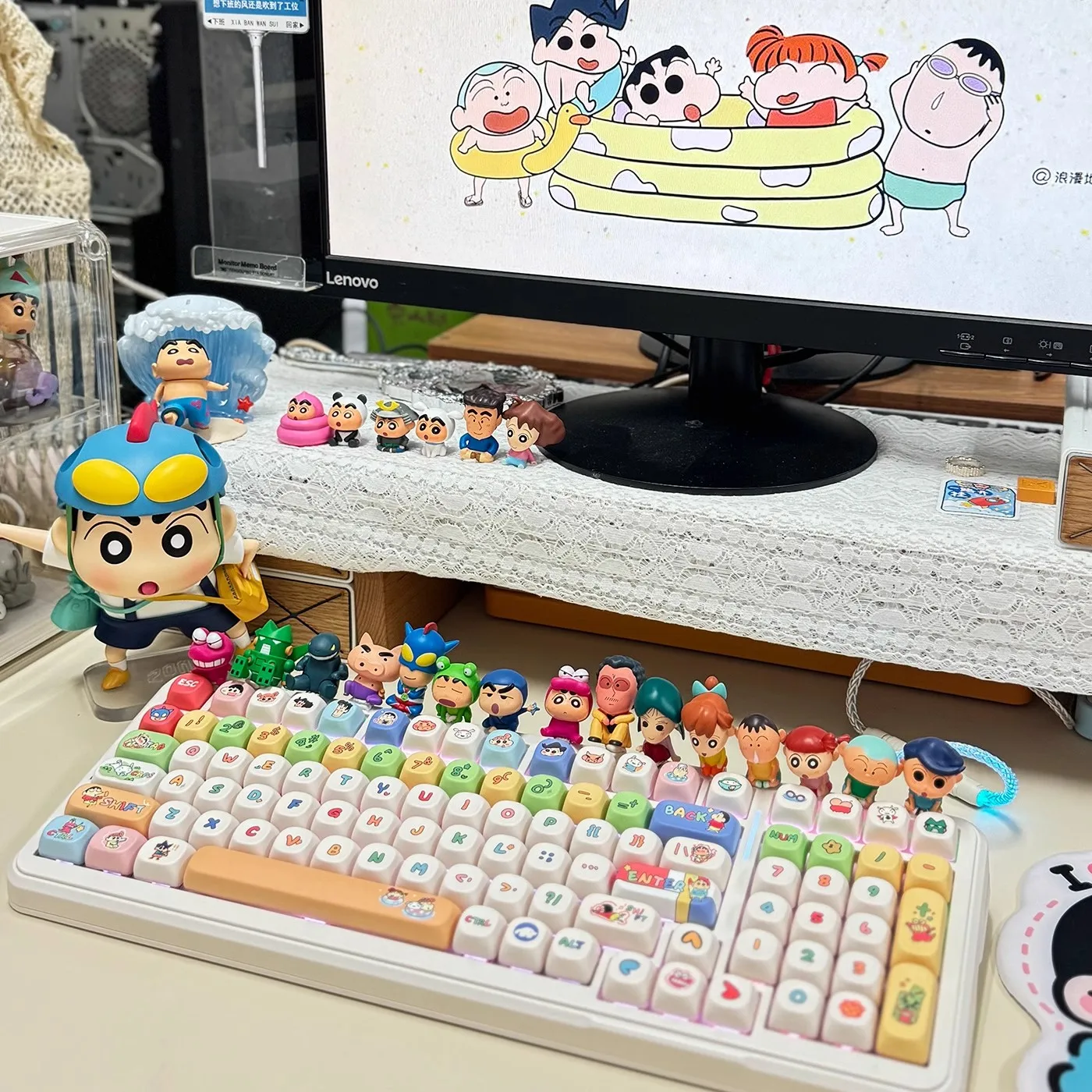 Crayon Shin-chan MOA Keycap Cute Cartoon Style Mechanical Keycap Five-sided Sublimation Craft Kawaii Keyboard Accessories Gifts