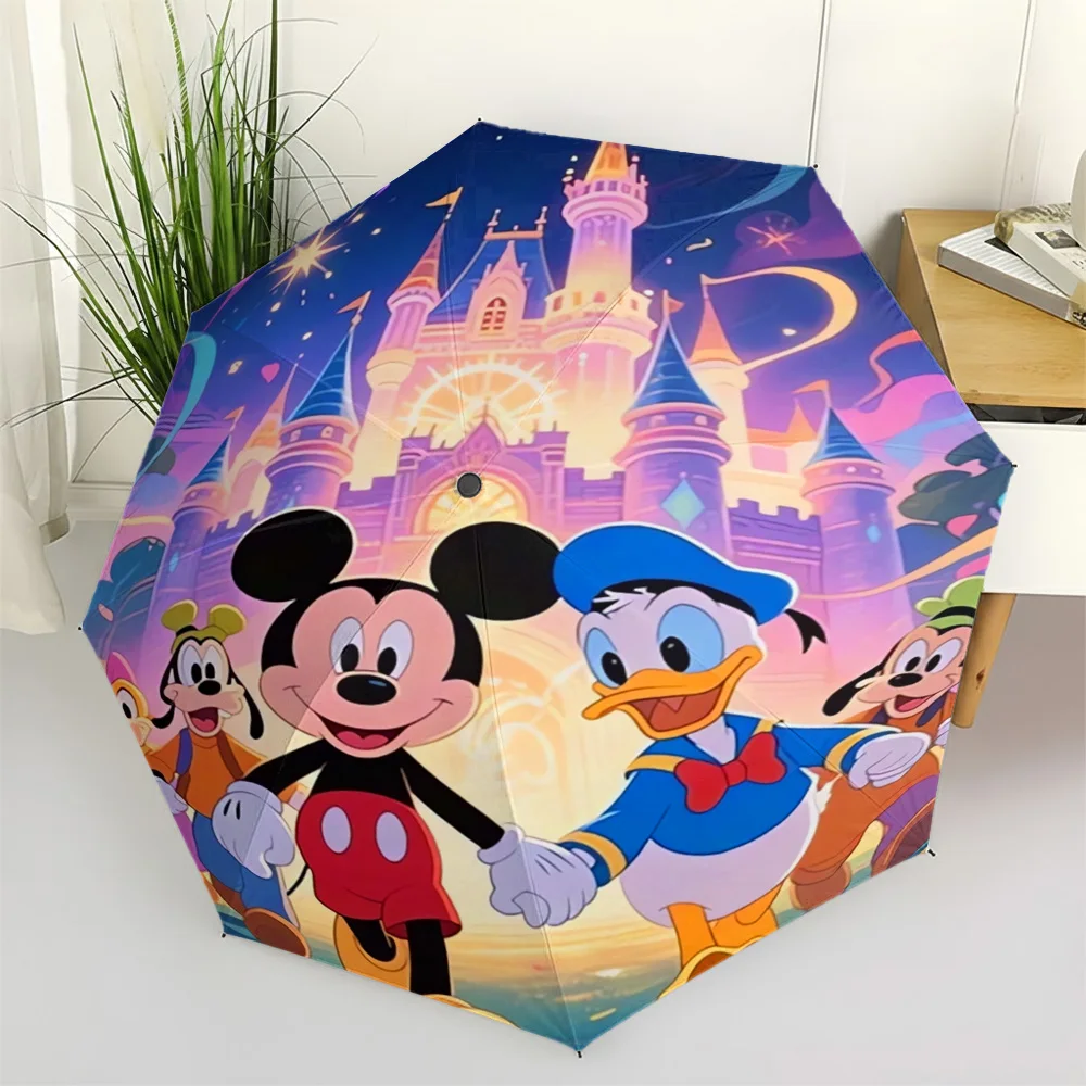 

Автоматический складной зонт с принтом «Волшебный замок» Дисней с Микки Маусом и Дональдом Даком, портативный ветрозащитный зонт для путешествий с ярким принтом
