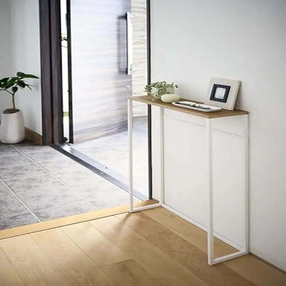 Narrow Metal Wood Console Table Modern Slim Entryway Hallway Living Room Organizer Hooks White Black Tower Design Elevate Home