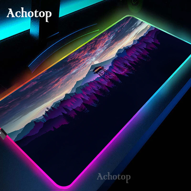 Tapis de souris de jeu RGB Neon Art japonais, grand tapis de souris LED, sous média, PC Gamer, bureau, polymères, 900x400mm