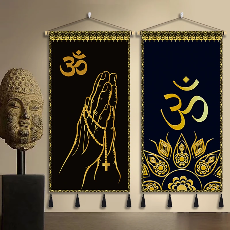 タイの生地の装飾吊り絵タイのレストランヨガスタジオの人々