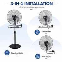 Ventilateur métallique 3 en 1 50W, hauteur réglable, pour sol, table et mur, jusqu'à 130 cm, pour usage domestique 4