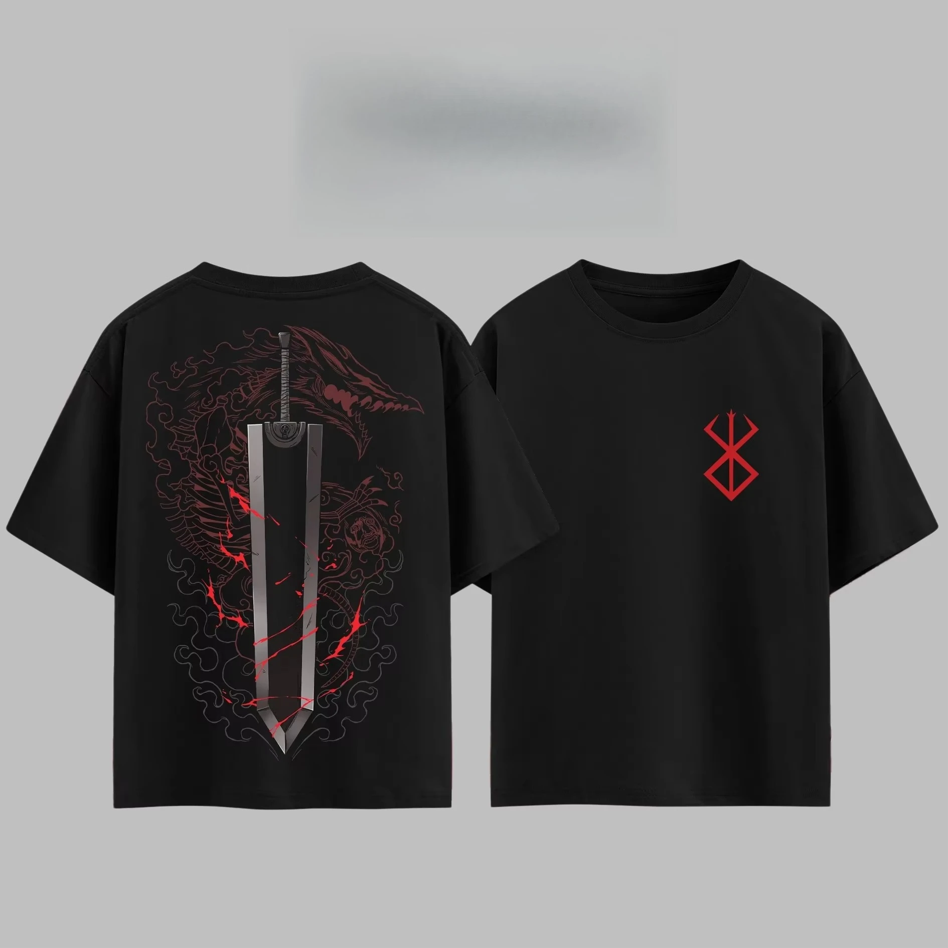 Camiseta de Anime japonés Berserk Dragonslayer para hombres y mujeres, camiseta de algodón de verano, camisetas de manga corta con cuello redondo a la moda estilo Harajuku