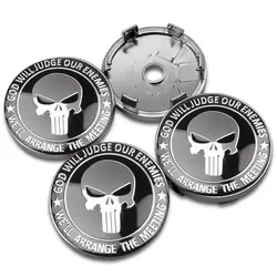 4PCS 60MM Skull Emblem Universal Car Wheel Center Hub Caps Rim Cover Auto Modified Accessories