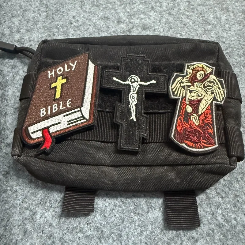 Patch brodé religieux Crucifixion de jésus-Christ, crochet et boucle, Badge de moral tactique, Patch militaire, applique de la Sainte Bible