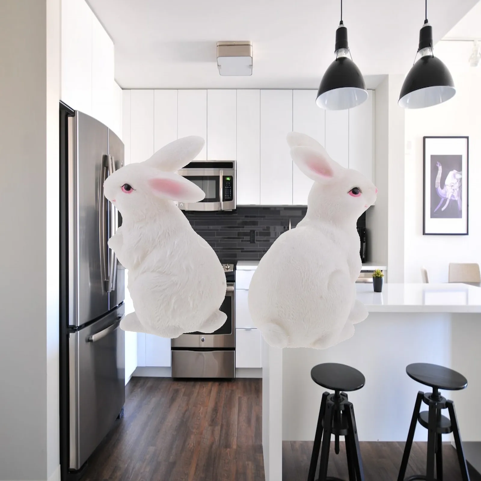 Resin Rabbit Figurines for Garden Statues Lawn Ornament Sculpture Decorative Accessories for Outdoor Landscaping Display