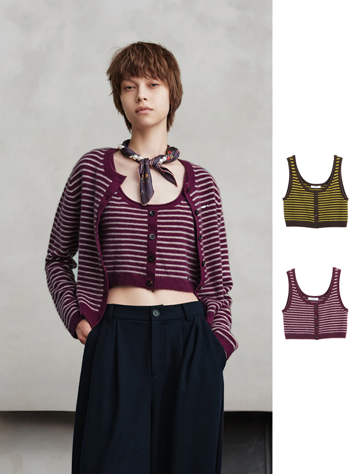

Brand Striped Zipper Vest Casual Sle U-Ne ort Length Inner Wear for Women Daily Wear Autumn Winter Collection