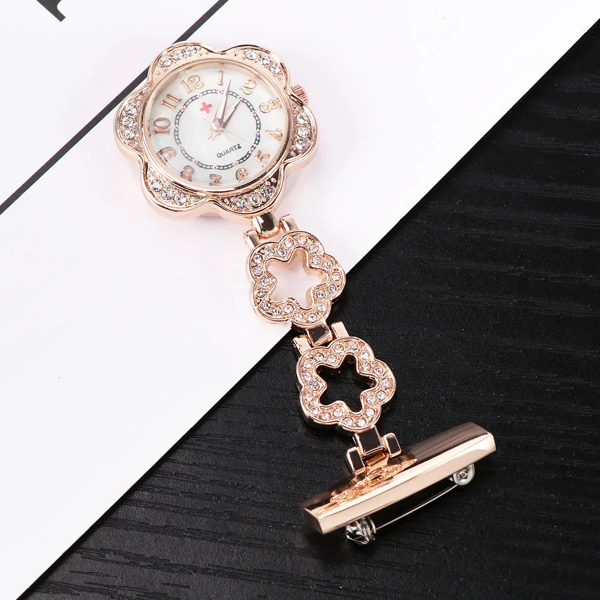 Nurse Watch Rose Gold Rhinestone Alloy Pocket Watch For Doctors Nurses Hospital Staff Fashion Medical Timepiece Gift